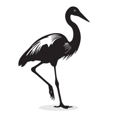 Flamingo silhouettes and icons. Black flat color simple elegant white background Flamingo birds vector and illustration.