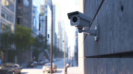 Security Camera Overlooking the Dazzling Cityscape at Dusk, a Metaphor for Vigilance and Urban Life