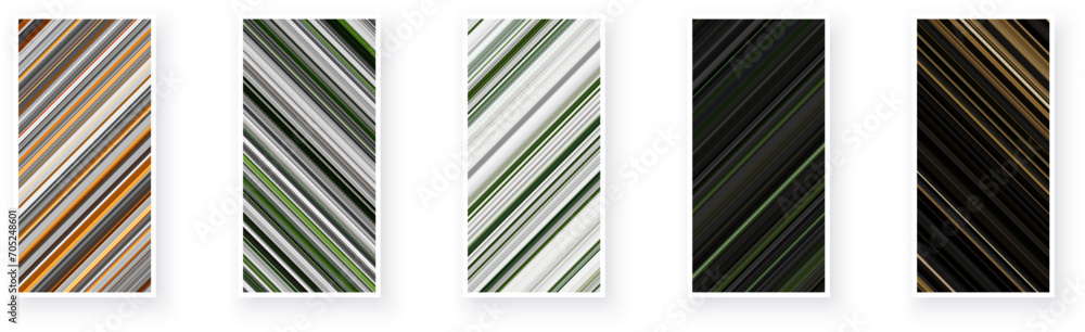 Poster paper cards with diagonal striped geometric patterns.
