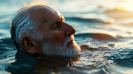An older switch overcoming the water distance with respect to his body and health
