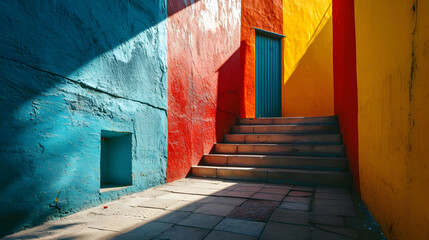 Colorful Architecture Detail. Beautiful Minimalist and Vibrant Composition Created with Generative AI