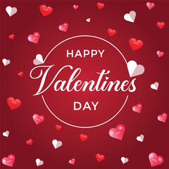 Naklejka premium Happy Valentines day typography lettering with heart shapes background design template vector