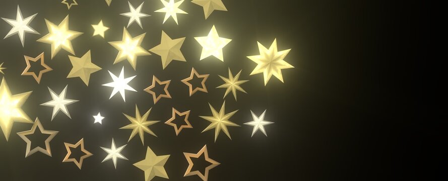 Twinkling Christmas Trail: Exquisite 3D Illustration of Falling Festive Starry Traces