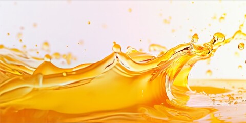 Vibrant Waves of Juice Drops Splash on a Light Background, Creating a Refreshing Burst of Citrusy Delight