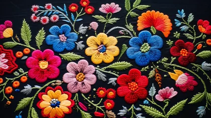 Tuinposter Folk arts and crafts that involve embroidery in a handmade way © Elchin Abilov