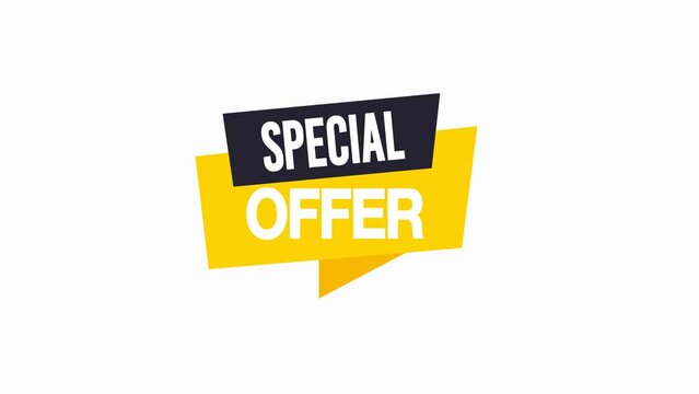 Yellow and black Special offer label Animated, Special offer label Animated Tag for Marketing used for motion Graphics on White Background,4K