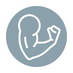 Biceps icon. Symbol of strength, health or bodybuilding. Pictogram of sport, tone or athlete.