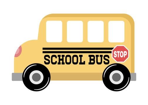 Yellow school bus hand drawn illustration isolated on white background  