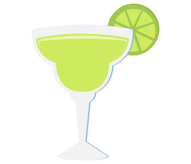 cocktail margarita glass flat style vector illustration isolated on white background