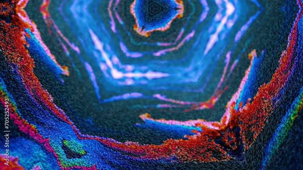 Poster abstract multicolored particles fluid isolated on black. fluid art flowing effect. psychedelic color