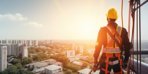A high-rise installer at work
