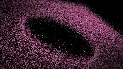 Small digital particles moving in cyber space , hi-tech Magenta red particles technology background - Powered by Adobe