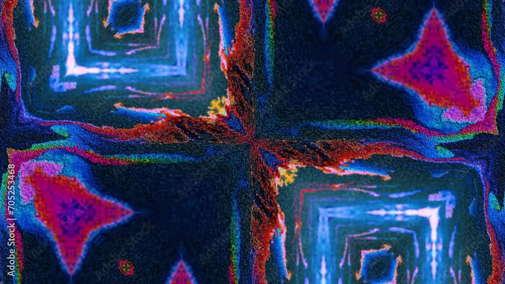 Poster abstract multicolored particles fluid isolated on black. fluid art flowing effect. psychedelic color