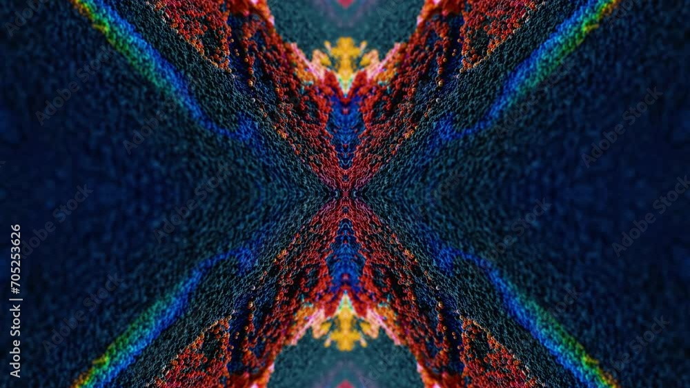 Poster abstract multicolored particles fluid isolated on black. fluid art flowing effect. psychedelic color