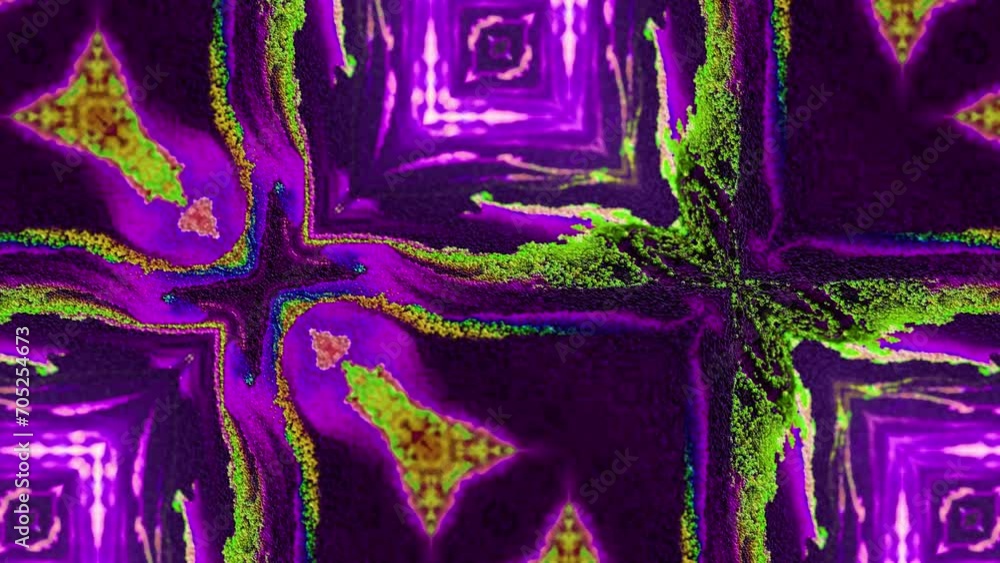 Poster abstract multicolored particles fluid isolated on black. fluid art flowing effect. psychedelic color