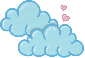 Day cloud of love for Valentines Day illustration in blue and pink