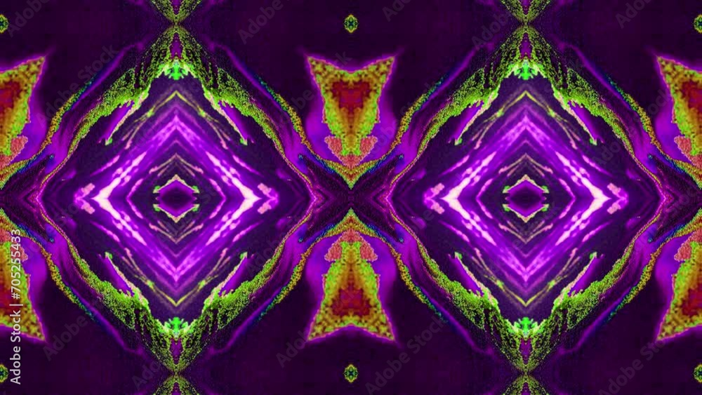 Poster abstract multicolored particles fluid isolated on black. fluid art flowing effect. psychedelic color