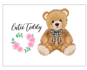 cutie bear hand drawn illustration design vector