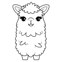 Lama coloring book. Outline vector illustration