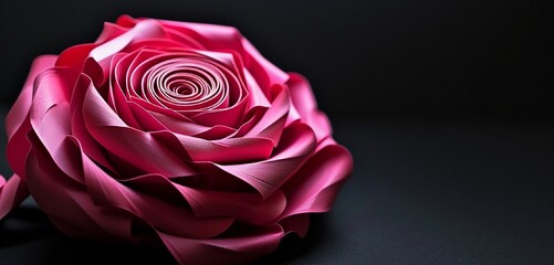 A captivating paper quilled rose in a vibrant shade of electric pink