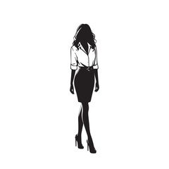 silhouettes of people women. office work. silhouette of a girl in an office suit