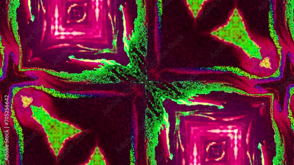 Poster abstract multicolored particles fluid isolated on black. fluid art flowing effect. psychedelic color