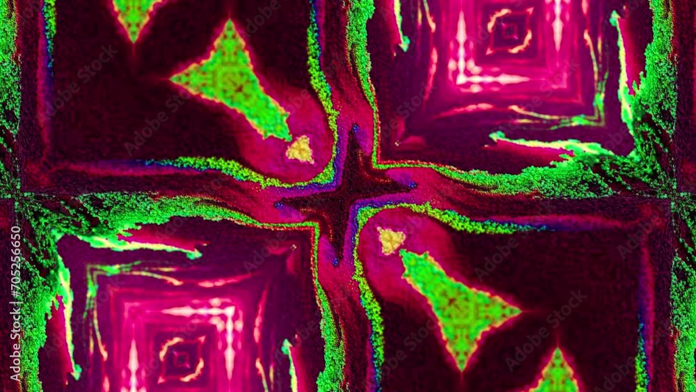Poster abstract multicolored particles fluid isolated on black. fluid art flowing effect. psychedelic color