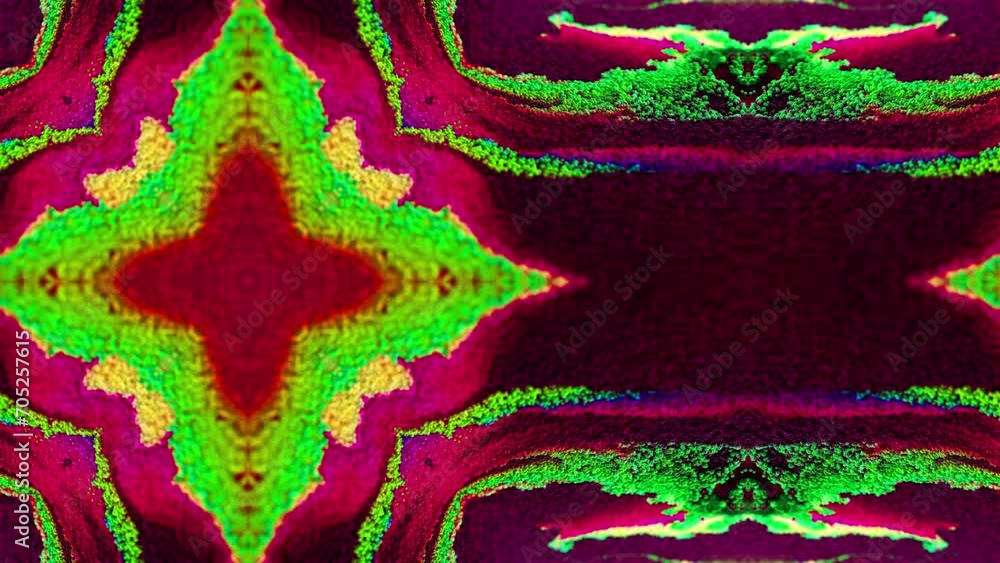 Poster abstract multicolored particles fluid isolated on black. fluid art flowing effect. psychedelic color