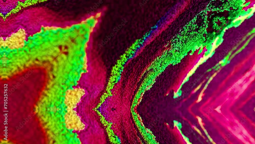 Poster abstract multicolored particles fluid isolated on black. fluid art flowing effect. psychedelic color
