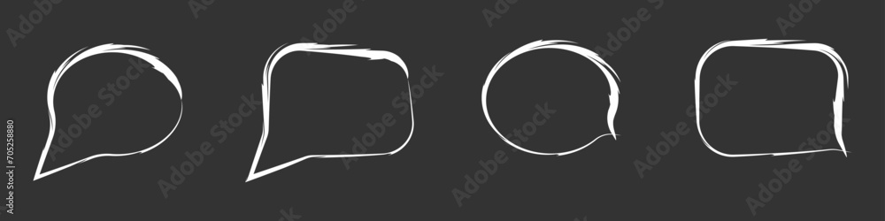 Poster bubble notification vector set of white grunge icons. chat icon vector set. popup message in flat st