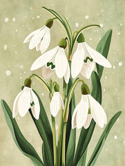 Flower Market Print. Spring Snowdrop. Gallery Wall Art. Retro Floral. Museum Poster. Printable Home Decor