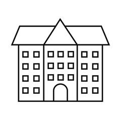 Simple school building line icon. Stroke pictogram. Vector illustration isolated on a white background. Premium quality symbol. Vector sign for mobile applications and websites.