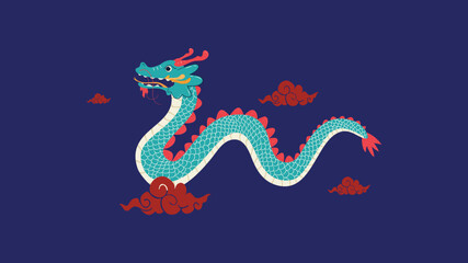 Chinese dragon vector illustration, 2024 Lunar New Year cartoon illustration material