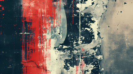 Grunge texture overlay on a minimalist abstract composition, urban street art feel - obrazy, fototapety, plakaty