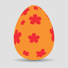Easter colored egg in a flower. Vector on a gray background
