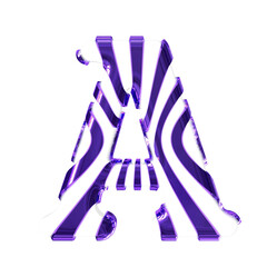 White symbol with dark purple thin straps. letter a