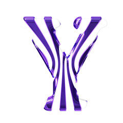 White symbol with dark purple thin straps. letter y