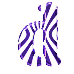 White symbol with dark purple thin straps. letter d