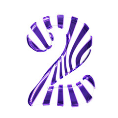 White symbol with dark purple thin straps. number 2