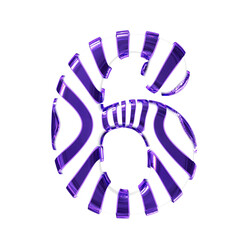 White symbol with dark purple thin straps. number 6