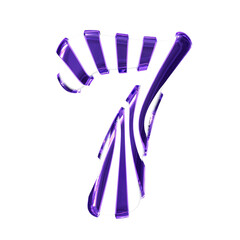 White symbol with dark purple thin straps. number 7