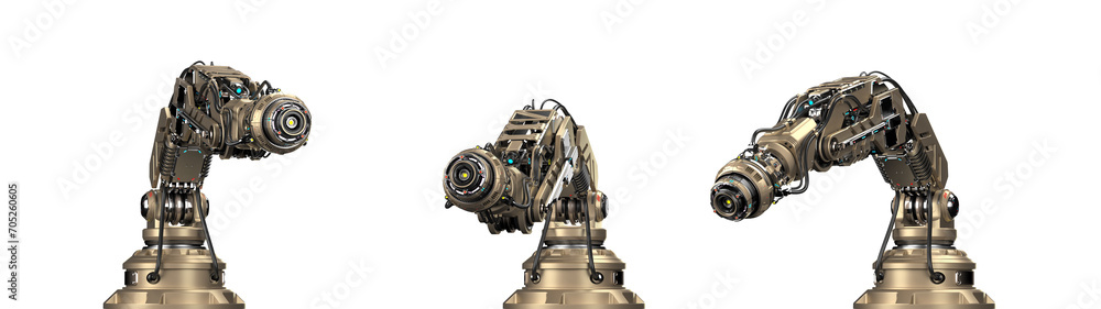 Aufkleber robotic arm, mechanical hand or industrial robot manipulator. futuristic industrial technology. set 