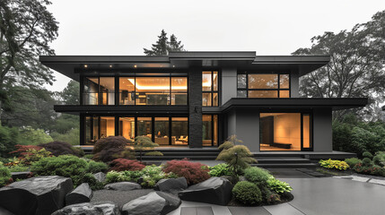 Modern Homes | Architectural Design Photography | Big Windows | Black Details | Manicured Lawn | contemporary luxury houses