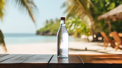 Fotobehang bottle on the beach © ReisMedia