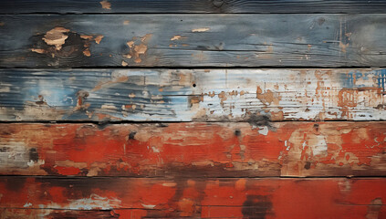 Parede de madeira colorida e descascada textura - obrazy, fototapety, plakaty