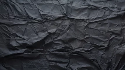 Foto op Plexiglas Crumpled Black Paper with Wrinkles and Rubbed Corners AI Generated © Alex