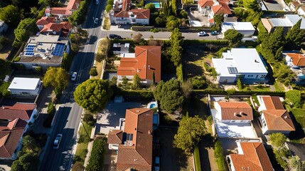 Top view of a Nicosia suburb with many houses