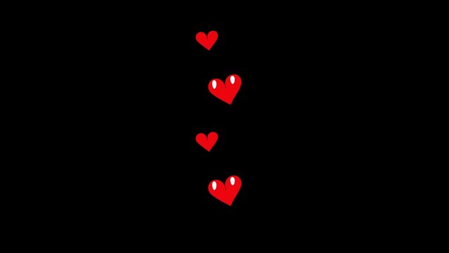 Hearts fountain in a flat style, social media live, love. 2D animation on transparent background, stock footage