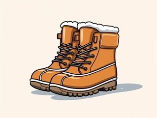 Minimal Simple Hand-Drawn Snow Boots Illustration AI Generated