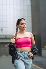 beautiful girl with an urban style
